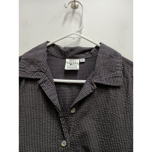 Mill Valley Womens Lagenlook Shirt Small Gray Striped Uneven Coastal Minimalist - Picture 4 of 9
